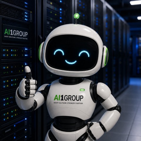 Byte, AI1Group's digital assistant, in the server room